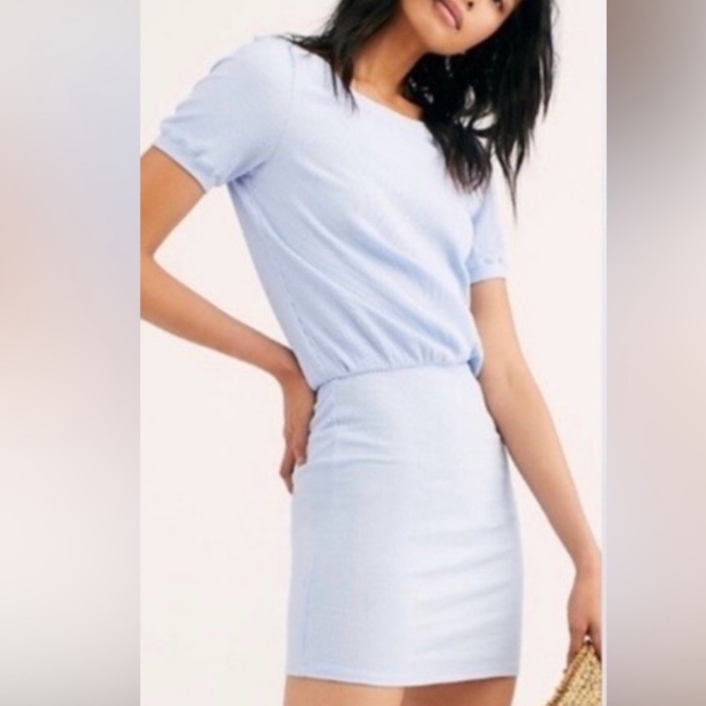 Free People Beach Blue Ribbed Open Back Dress - Picture 2 of 6